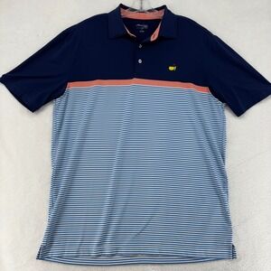 Masters Tech Mens Golf Polo Shirt Navy Blue Striped Colorblock Logo MT1930-910 L